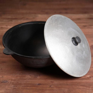 Казан чугунный, 8 л, круглое дно, алюминиевая крышка Казан чугунный, 8 л, круглое дно, алюминиевая крышка