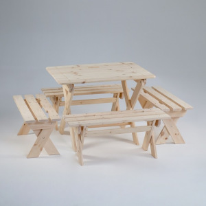 Комплект садовой мебели "Душевный" : стол 1,5 м, четыре лавки Комплект садовой мебели "Душевный" : стол 1,5 м, четыре лавки