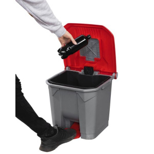 Контейнер мусорный 30л 350х380х460 серый с красной крышкой и педалью Контейнер мусорный 30л 350х380х460 серый с красной крышкой и педалью