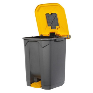 Контейнер мусорный 50л 390х480х550 серый с жёлтой крышкой и педалью Контейнер мусорный 50л 390х480х550 серый с жёлтой крышкой и педалью