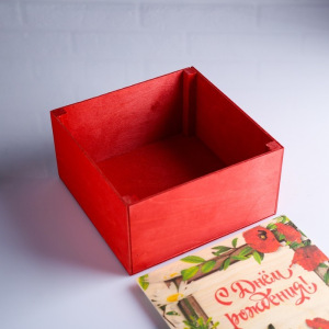 Коробка подарочная 20×20×10 см деревянная "С днем рождения!", с накладной крышкой, с печатью Коробка подарочная 20×20×10 см деревянная "С днем рождения!", с накладной крышкой, с печатью