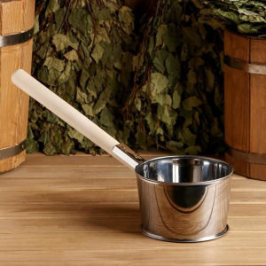 Ковш для бани из нержавеющей стали, 1.2л, 45 см, с деревянной ручкой, "Добропаровъ" Ковш для бани из нержавеющей стали, 1.2л, 45 см, с деревянной ручкой, "Добропаровъ"