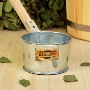 Ковш для бани из оцинкованной стали, 0.7л, 50 см, с деревянной ручкой, "Добропаровъ" Ковш для бани из оцинкованной стали, 0.7л, 50 см, с деревянной ручкой, "Добропаровъ"