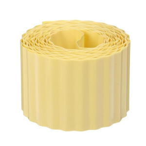 Лента бордюрная, 0.1 × 9 м, толщина 0.6 мм, пластиковая, гофра, жёлтая Лента бордюрная, 0.1 × 9 м, толщина 0.6 мм, пластиковая, гофра, жёлтая