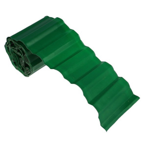 Лента бордюрная, 0.2 × 9 м, толщина 0.6 мм, гофра, пластиковая, зелёная Лента бордюрная, 0.2 × 9 м, толщина 0.6 мм, гофра, пластиковая, зелёная