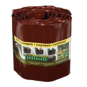 Лента бордюрная, 0.2 × 9 м, толщина 0.6 мм, пластиковая, гофра, коричневая Лента бордюрная, 0.2 × 9 м, толщина 0.6 мм, пластиковая, гофра, коричневая