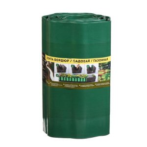 Лента бордюрная, 0.3 × 9 м, толщина 0.6 мм, гофра, пластиковая, зелёная Лента бордюрная, 0.3 × 9 м, толщина 0.6 мм, гофра, пластиковая, зелёная