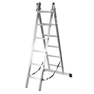 Лестница двухсекционная "Ремоколор" 63-2-006, универсальная, алюминиевая, 6 ступеней Лестница двухсекционная "Ремоколор" 63-2-006, универсальная, алюминиевая, 6 ступеней