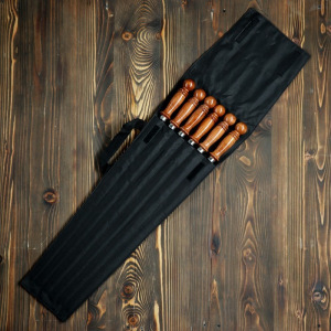 Набор 6 шампуров 50 см, в черном чехле Набор 6 шампуров 50 см, в черном чехле