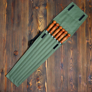 Набор 6 шампуров 50 см, в зеленом чехле Набор 6 шампуров 50 см, в зеленом чехле