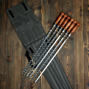 Набор 6 шампуров 50 см, в зеленом чехле Набор 6 шампуров 50 см, в зеленом чехле