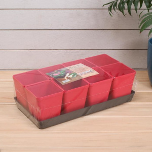 Набор для рассады: стаканы по 600 мл (8 шт.), поддон, цвет МИКС, Greengo Набор для рассады: стаканы по 600 мл (8 шт.), поддон, цвет МИКС, Greengo