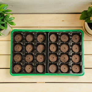 Набор для рассады: торфяная таблетка d = 4,1 см (24 шт.), кассета на 24 ячейки по 50 мл, поддон Набор для рассады: торфяная таблетка d = 4,1 см (24 шт.), кассета на 24 ячейки по 50 мл, поддон