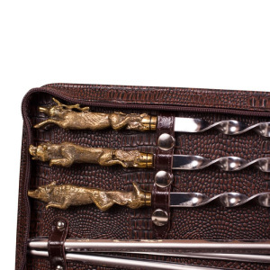 Набор дорожный шашлычный в сумке-кейсе из искусственной кожи (6 персон) Набор дорожный шашлычный в сумке-кейсе из искусственной кожи (6 персон)