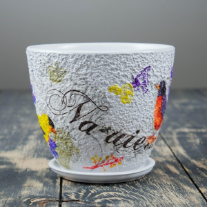 Набор горшков цветочных "Бутон Декупаж" птички 1/2/3,8 л Набор горшков цветочных "Бутон Декупаж" птички 1/2/3,8 л