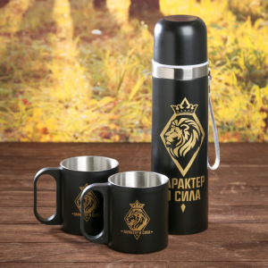 Набор «Характер и сила», термос 500 мл, кружка 2 шт Набор «Характер и сила», термос 500 мл, кружка 2 шт