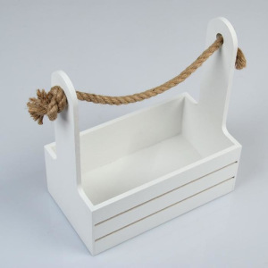Набор кашпо деревянных 2 в 1 (25×15×30; 21×12×23 см) "Dear", ручка канат, белый Набор кашпо деревянных 2 в 1 (25×15×30; 21×12×23 см) "Dear", ручка канат, белый