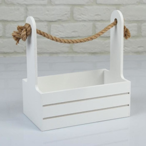 Набор кашпо деревянных 2 в 1 (25×15×30; 21×12×23 см) "Dear", ручка канат, белый Набор кашпо деревянных 2 в 1 (25×15×30; 21×12×23 см) "Dear", ручка канат, белый