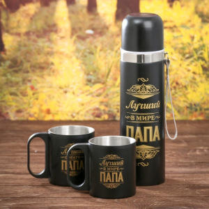 Набор «Лучший в мире папа», термос 500 мл, кружка 2 шт Набор «Лучший в мире папа», термос 500 мл, кружка 2 шт