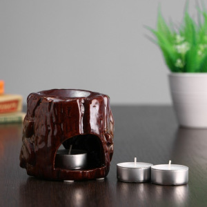 Набор подарочный 1+3, подсвечник керамический "Пень" 8*11*9 см, 3 чайные свечи Набор подарочный 1+3, подсвечник керамический "Пень" 8*11*9 см, 3 чайные свечи