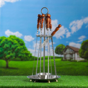 Набор подарочный "Пирамида" 6 шампуров, садж, нож для мяса Набор подарочный "Пирамида" 6 шампуров, садж, нож для мяса