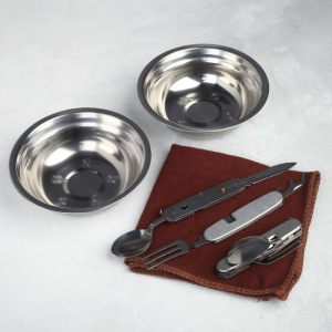 Набор посуды «Горы зовут»: термос 0.5 л, тарелка 300 мл, 2 шт., кружка 200 мл, 2 шт., мультитул 2 шт. Набор посуды «Горы зовут»: термос 0.5 л, тарелка 300 мл, 2 шт., кружка 200 мл, 2 шт., мультитул 2 шт.