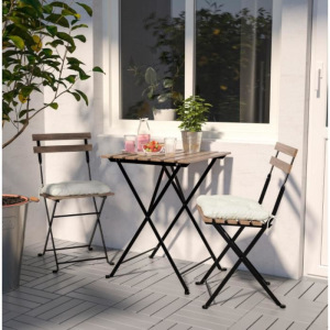 Набор садовой мебели, 3 предмета: стол, 2 стула, черный / светло-коричневая морилка Набор садовой мебели, 3 предмета: стол, 2 стула, черный / светло-коричневая морилка