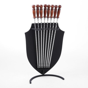 Набор шашлычника "Георгий Победоносец" шампурница, 8 шампуров узбекских с деревянной ручкой Набор шашлычника "Георгий Победоносец" шампурница, 8 шампуров узбекских с деревянной ручкой