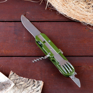 Набор туриста 5в1 в чехле: штопор, открывалка, нож, ложка, вилка Набор туриста 5в1 в чехле: штопор, открывалка, нож, ложка, вилка