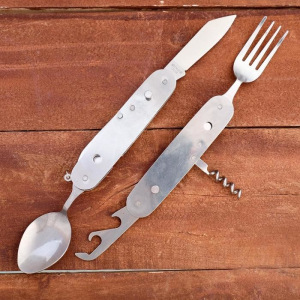 Набор туриста 6в1: 2 ножа, ложка, вилка, штопор, открывалка Набор туриста 6в1: 2 ножа, ложка, вилка, штопор, открывалка