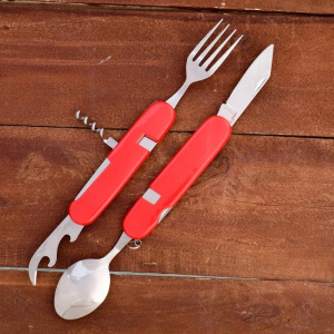 Набор туриста составной 5в1 рукоять красная пластик 11см Набор туриста составной 5в1 рукоять красная пластик 11см