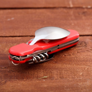 Набор туриста составной 5в1 рукоять красная пластик 11см Набор туриста составной 5в1 рукоять красная пластик 11см