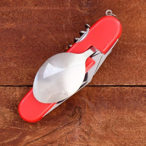 Набор туриста составной 5в1 рукоять красная пластик 11см Набор туриста составной 5в1 рукоять красная пластик 11см