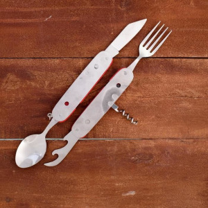 Набор туриста составной 5в1 рукоять красная пластик 11см Набор туриста составной 5в1 рукоять красная пластик 11см