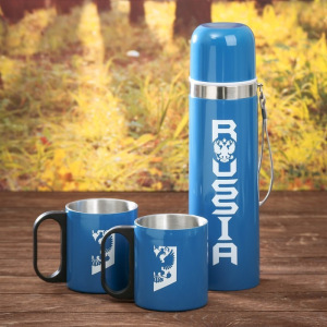 Набор туристический «Russia»: термос 500 мл, кружка 200 мл, 2 шт., время сохранения тепла 24 ч Набор туристический «Russia»: термос 500 мл, кружка 200 мл, 2 шт., время сохранения тепла 24 ч