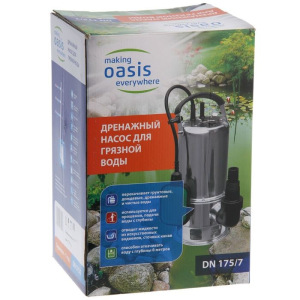 Насос дренажный Oasis DN 175/7, для грязной воды, 550 Вт, напор 7 м, 175 л/мин Насос дренажный Oasis DN 175/7, для грязной воды, 550 Вт, напор 7 м, 175 л/мин
