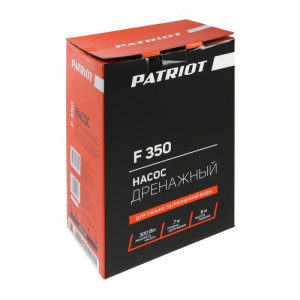 Насос дренажный PATRIOT F 350, для грязной воды, 300 Вт, напор 6 м, 83 л/мин, кабель 5 м Насос дренажный PATRIOT F 350, для грязной воды, 300 Вт, напор 6 м, 83 л/мин, кабель 5 м
