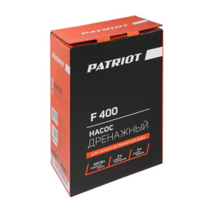 Насос дренажный PATRIOT F 400, для грязной воды, 400 Вт, напор 5 м, 133 л/мин, кабель 7 м Насос дренажный PATRIOT F 400, для грязной воды, 400 Вт, напор 5 м, 133 л/мин, кабель 7 м