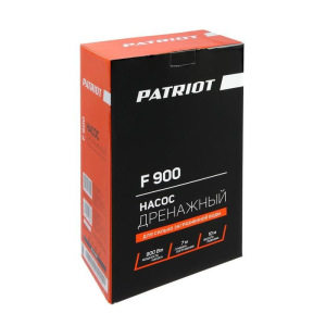 Насос дренажный PATRIOT F 900 NEW, для гряз.воды, 900 Вт, напор 10 м, 233 л/мин, кабель 10 м Насос дренажный PATRIOT F 900 NEW, для гряз.воды, 900 Вт, напор 10 м, 233 л/мин, кабель 10 м