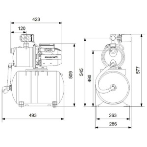 Насосная станция Grundfos JP 5-48 PT-H, 1490 Вт, 5 куб.м/час, напор 48 м, бак 20 л Насосная станция Grundfos JP 5-48 PT-H, 1490 Вт, 5 куб.м/час, напор 48 м, бак 20 л