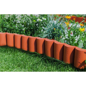 Ограждение декоративное, 24 × 100 см, 10 секций, пластик, терракотовое, «Брёвнышко» Ограждение декоративное, 24 × 100 см, 10 секций, пластик, терракотовое, «Брёвнышко»