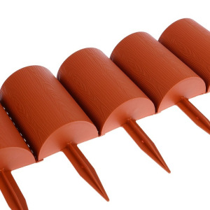 Ограждение декоративное, 24 × 100 см, 10 секций, пластик, терракотовое, «Брёвнышко» Ограждение декоративное, 24 × 100 см, 10 секций, пластик, терракотовое, «Брёвнышко»