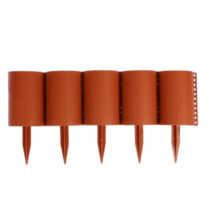 Ограждение декоративное, 24 × 100 см, 10 секций, пластик, терракотовое, «Брёвнышко» Ограждение декоративное, 24 × 100 см, 10 секций, пластик, терракотовое, «Брёвнышко»