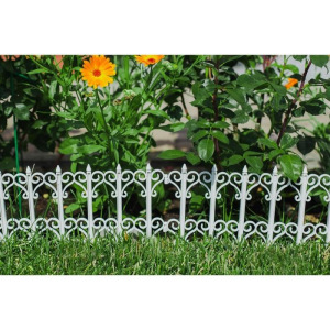 Ограждение декоративное, 25 × 180 см, 5 секций, пластик, белое, «Классика» Ограждение декоративное, 25 × 180 см, 5 секций, пластик, белое, «Классика»