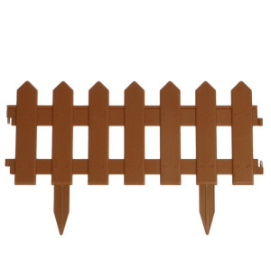 Ограждение декоративное, 30 × 196 см, 4 секции, пластик, коричневое, «Палисадник» Ограждение декоративное, 30 × 196 см, 4 секции, пластик, коричневое, «Палисадник»
