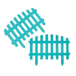 Ограждение декоративное, 35 × 210 см, 5 секций, пластик, бирюзовое, RENESSANS, Greengo Ограждение декоративное, 35 × 210 см, 5 секций, пластик, бирюзовое, RENESSANS, Greengo