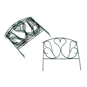 Ограждение декоративное, 69 × 410 см, 5 секций, с заглушками, металл, зелёное, «Лебедь» Ограждение декоративное, 69 × 410 см, 5 секций, с заглушками, металл, зелёное, «Лебедь»