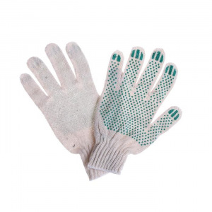 Перчатки, х/б, вязка 10 класс, 3 нити, размер 9, с ПВХ точками, белые Перчатки, х/б, вязка 10 класс, 3 нити, размер 9, с ПВХ точками, белые