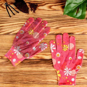 Перчатки нейлоновые, с ПВХ точками, размер 8, МИКС, «Цветы» Перчатки нейлоновые, с ПВХ точками, размер 8, МИКС, «Цветы»