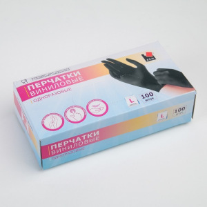 Перчатки виниловые, размер L, 100 шт/уп, 9 гр, цвет чёрный Перчатки виниловые, размер L, 100 шт/уп, 9 гр, цвет чёрный